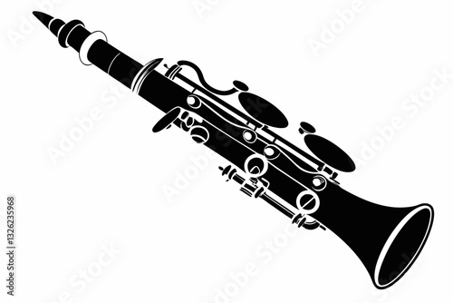 clarinet line art silhouette vector illustration