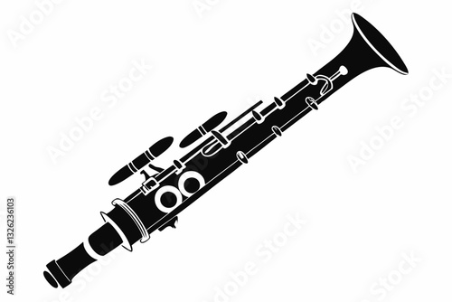 clarinet line art silhouette vector illustration