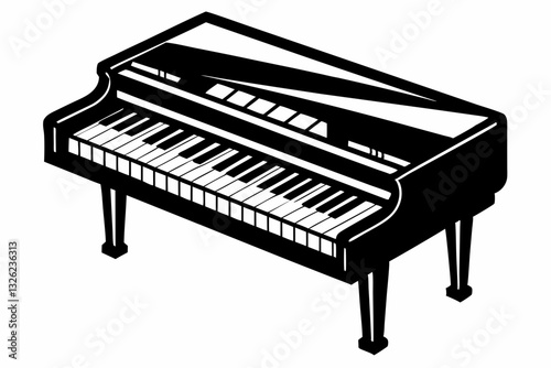 clavichord line art silhouette vector illustration