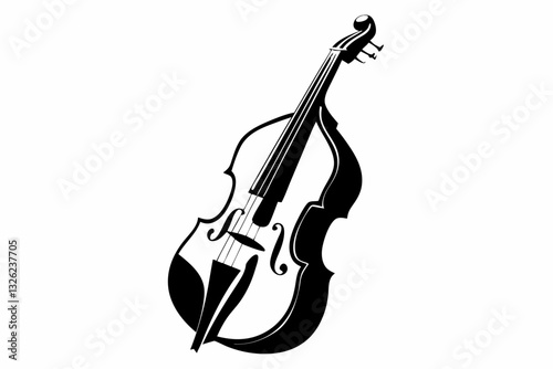 double bass line art silhouette vector illustration