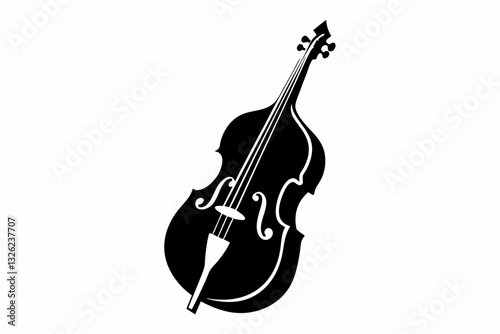 double bass line art silhouette vector illustration