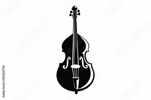 double bass line art silhouette vector illustration