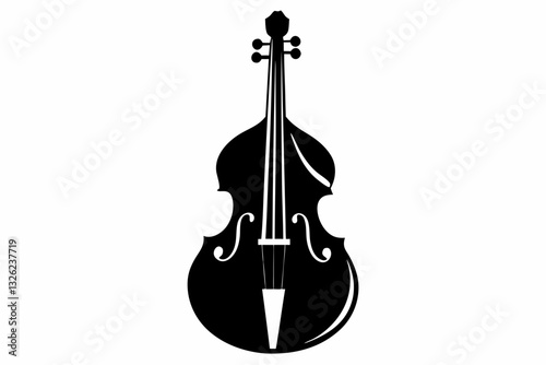 double bass line art silhouette vector illustration