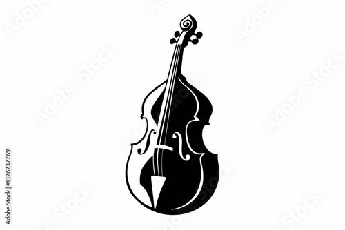 double bass line art silhouette vector illustration