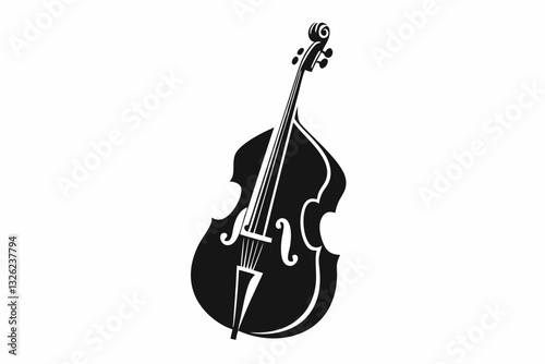 double bass line art silhouette vector illustration
