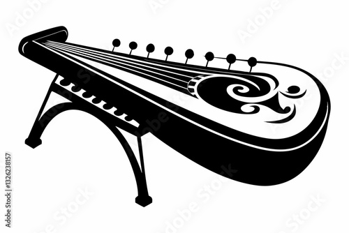 dulcimer line art silhouette vector illustration