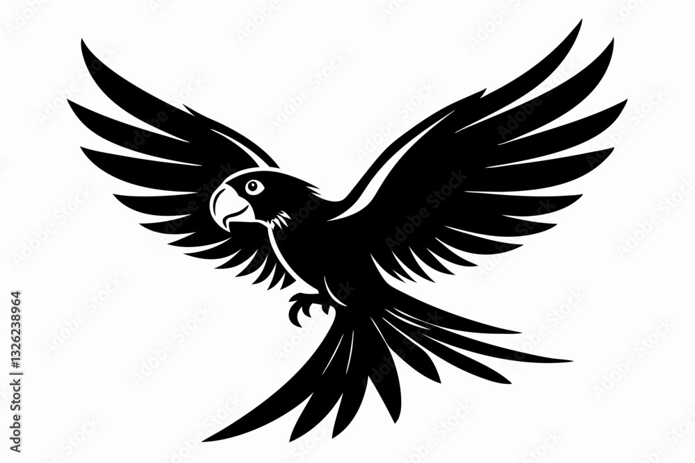 Fototapeta premium flying parrot bird line art silhouette vector illustration