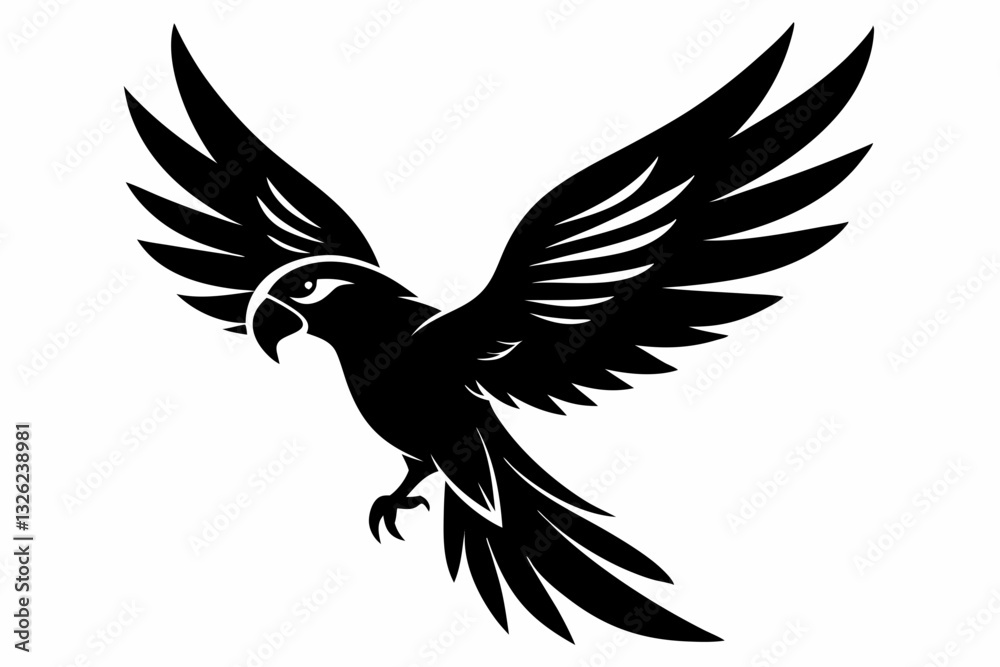 Obraz premium flying parrot bird line art silhouette vector illustration