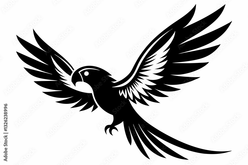 Obraz premium flying parrot bird line art silhouette vector illustration
