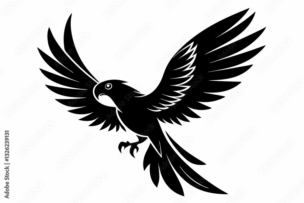 Fototapeta premium flying parrot bird line art silhouette vector illustration