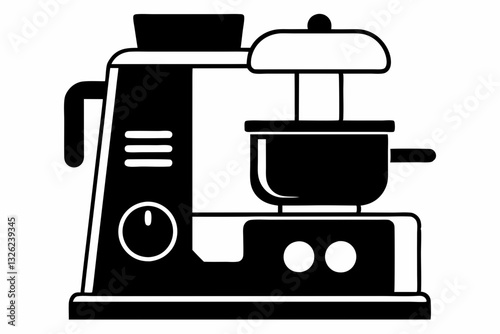 food processor line art silhouette vector illustration