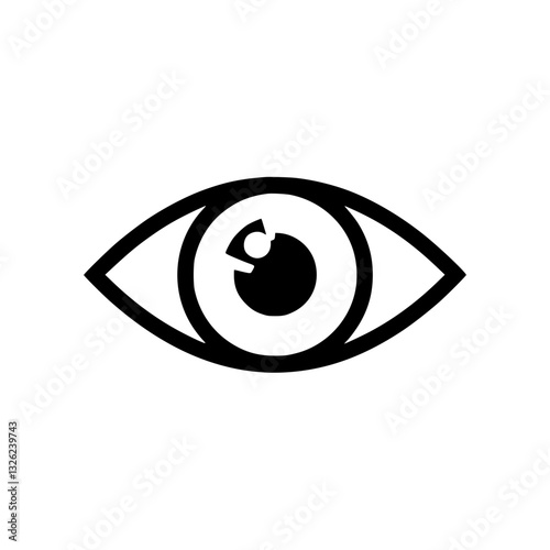 Iconic eye symbol and Design emphasizes vision observation and clarity Minimalist representation of sight and perception
