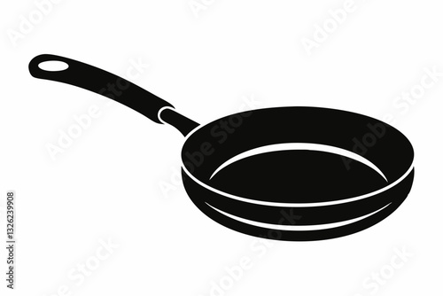 frying pan line art silhouette vector illustration