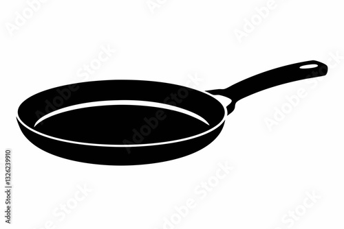 frying pan line art silhouette vector illustration