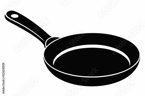 frying pan line art silhouette vector illustration