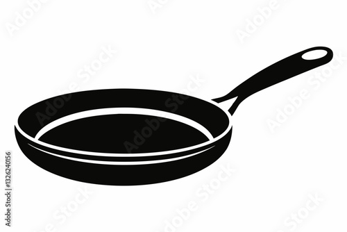 frying pan line art silhouette vector illustration