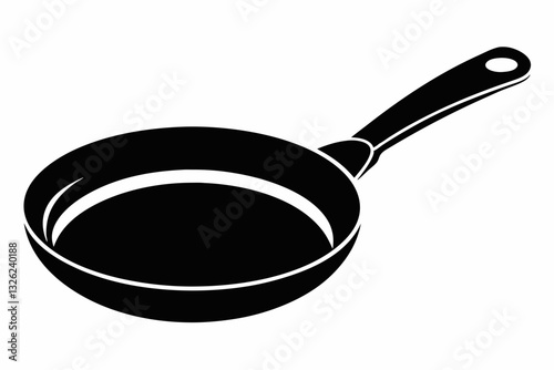 frying pan line art silhouette vector illustration