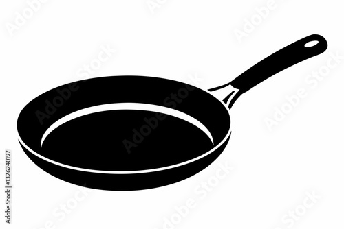 frying pan line art silhouette vector illustration