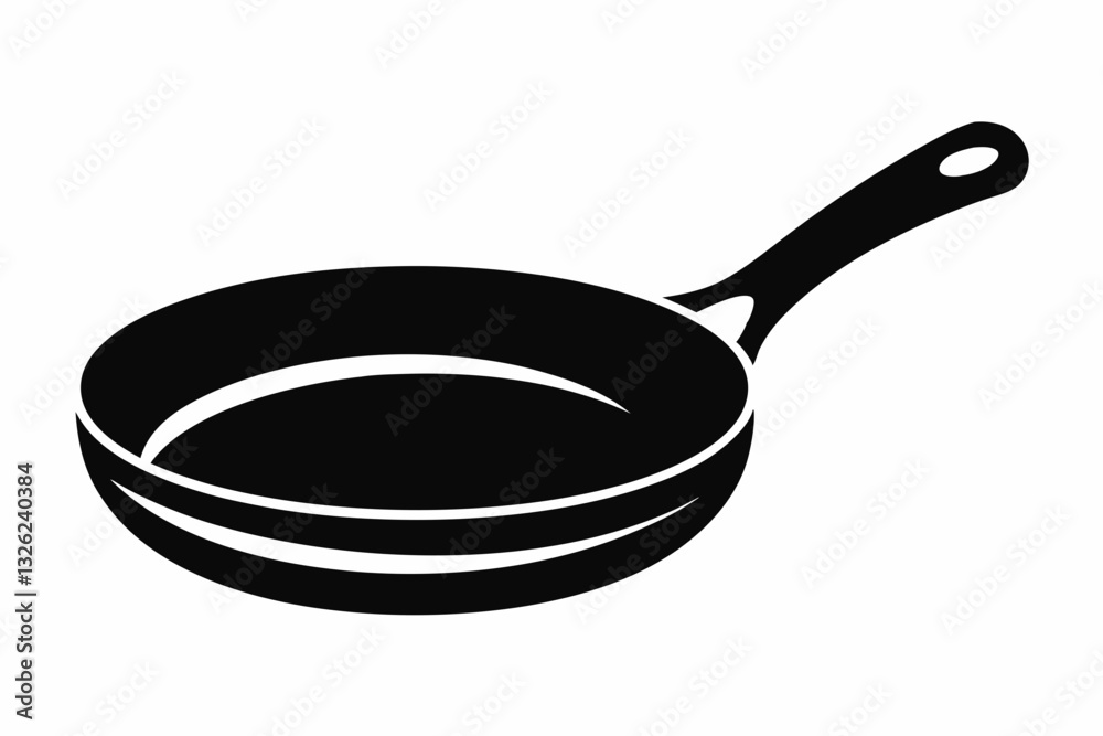 frying pan line art silhouette vector illustration frying pan line art silhouette vector illustration