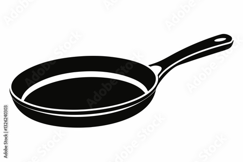 frying pan line art silhouette vector illustration