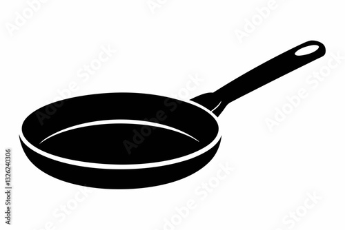 frying pan line art silhouette vector illustration
