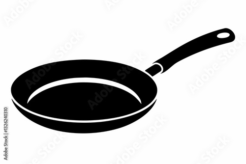 frying pan line art silhouette vector illustration