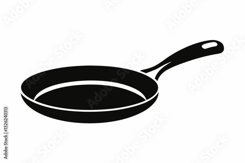 frying pan line art silhouette vector illustration
