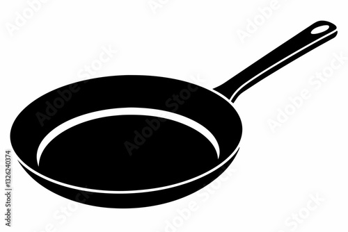 frying pan line art silhouette vector illustration