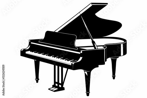 grand piano line art silhouette vector illustration