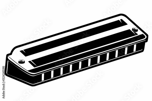 harmonica line art silhouette vector illustration