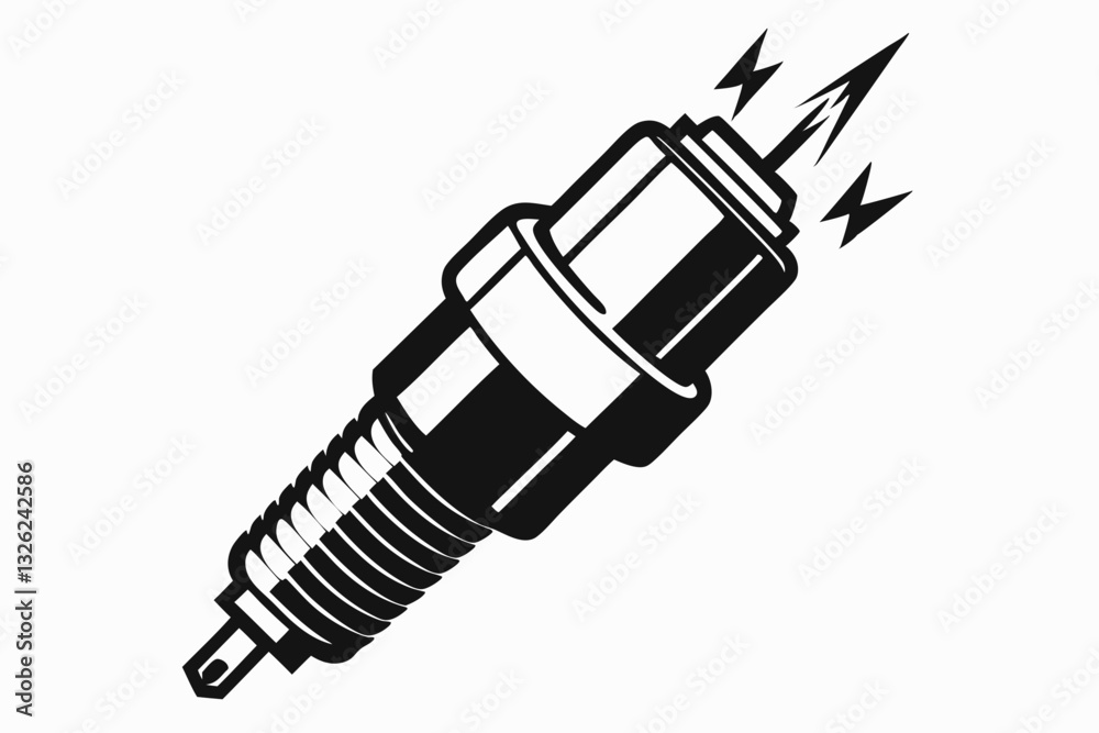 spark plug line art silhouette vector illustration