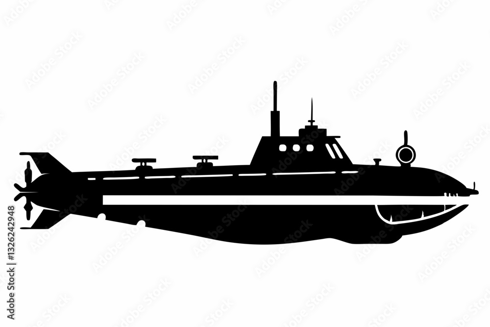 Fototapeta premium submarine line art silhouette vector illustration