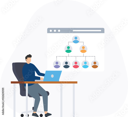 Organizational structure and company hierarchy, corporate structure or business organization, organizational chart and leadership roles, departmental structure and functional teams,
