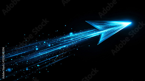 An arrow moving upwards with light trails.