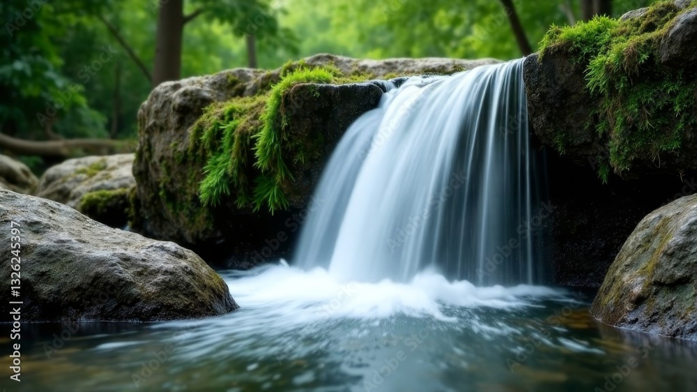 a large waterfall in the mountains among the jungle a large waterfall in the mountains among the jungle