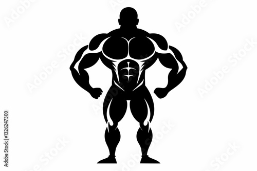 body builder man line art silhouette vector illustration