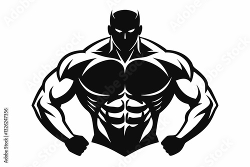 body builder man line art silhouette vector illustration