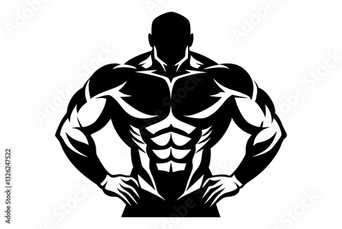 body builder man line art silhouette vector illustration