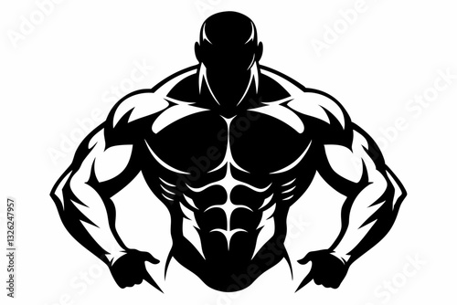 body builder man line art silhouette vector illustration