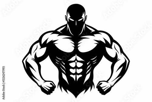 body builder man line art silhouette vector illustration