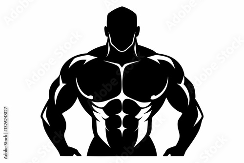 body builder man line art silhouette vector illustration