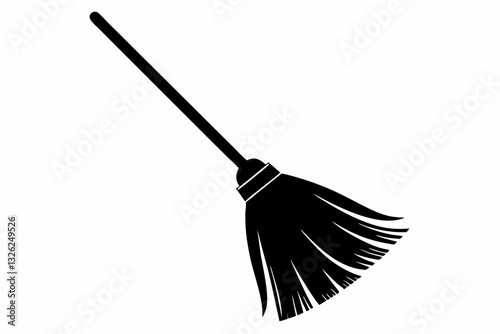 broom line art silhouette vector illustration