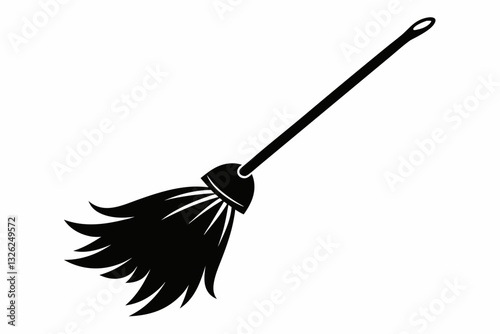 broom line art silhouette vector illustration