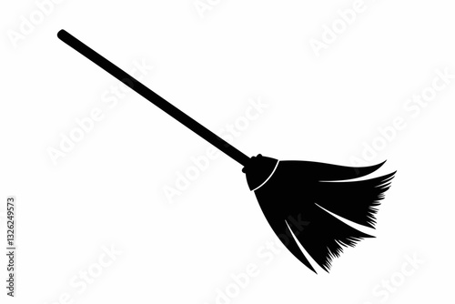 broom line art silhouette vector illustration