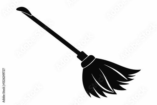 broom line art silhouette vector illustration