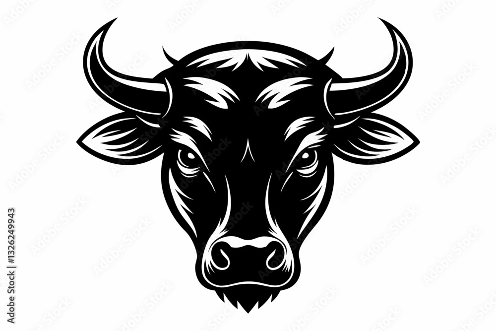 Fototapeta premium bull head line art silhouette vector illustration