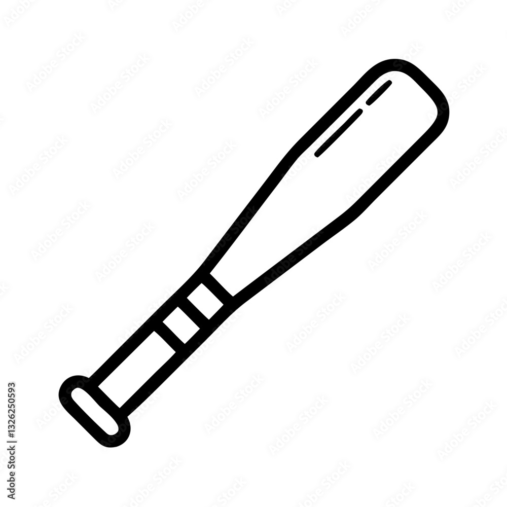 Baseball bat icon in simple black line design Baseball bat icon in simple black line design