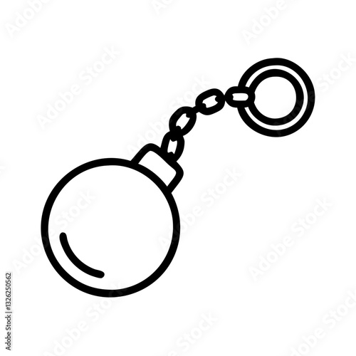 Ball and chain icon in simple black line design