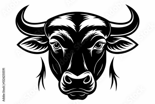 bull head line art silhouette vector illustration