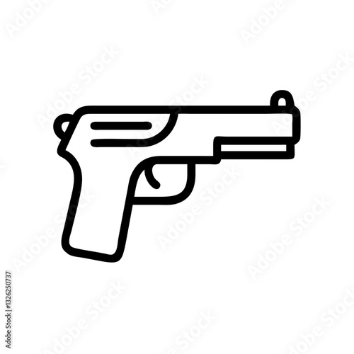 Pistol icon in simple black line design
